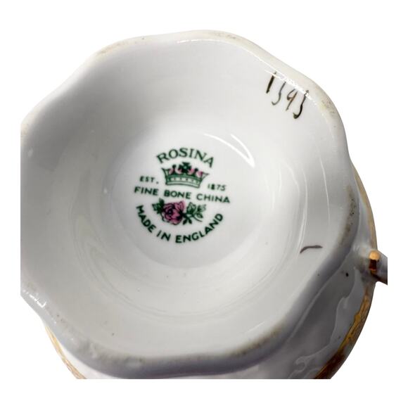 ROSINA Yellow Gold Footed TEA CUP & SAUCER SET England 1940s Fine Bone China VTG - Picture 6 of 11